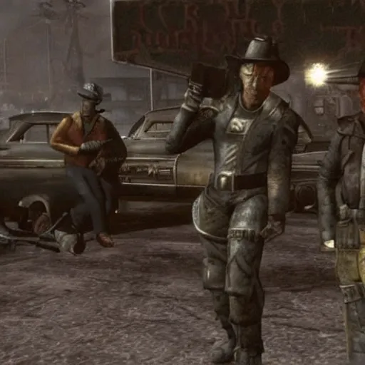 Prompt: a scene from a fallout New Vegas movie, 1963