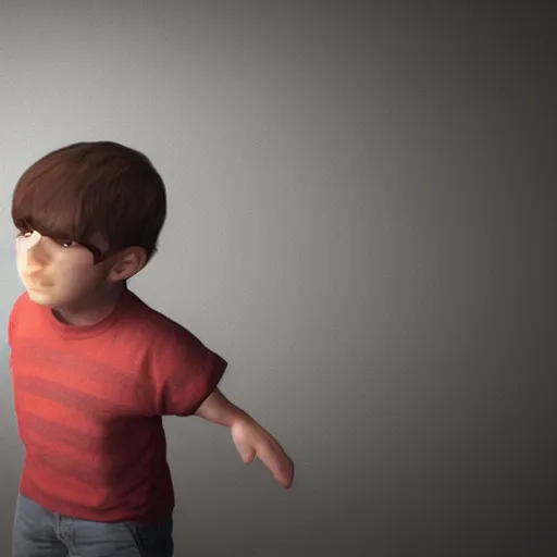 Image similar to cell shaded render of a little boy with a giant head, octane render, cinema 4 d, award winning, beautiful aesthetic design, unreal engine 5, ultra detailed