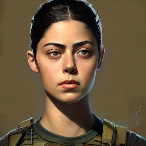 Image similar to portrait of a woman by greg rutkowski, she looks like rosa salazar, impeccable military composure, wearing tactical gear of the galactic alliance, star wars expanded universe, she is about 2 0 years old, highly detailed portrait, digital painting, artstation, concept art, smooth, sharp foccus ilustration, artstation hq