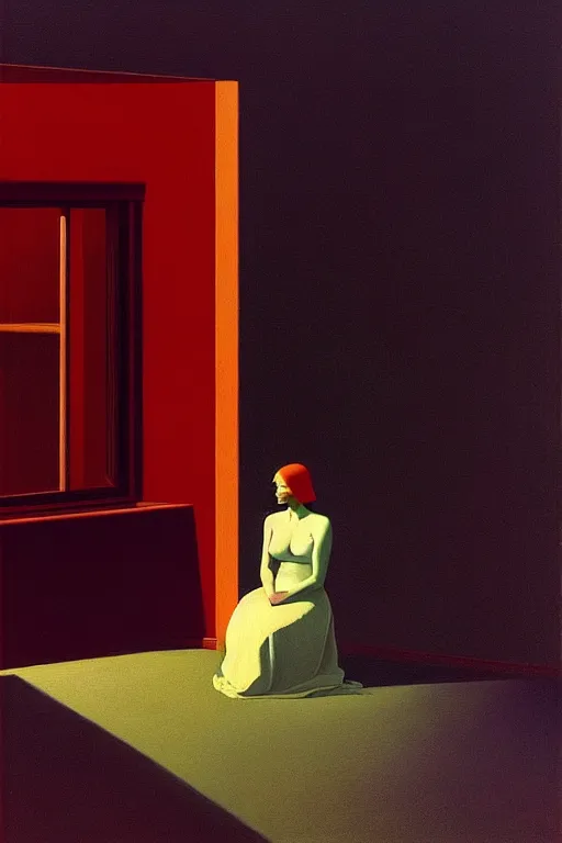 Image similar to loneliness, edward hopper and james gilleard zdzislaw beksisnski higly detailed