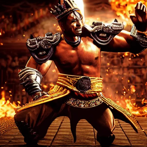 Image similar to the king of Thailand in Mortal Kombat XII, 4k, detailed,