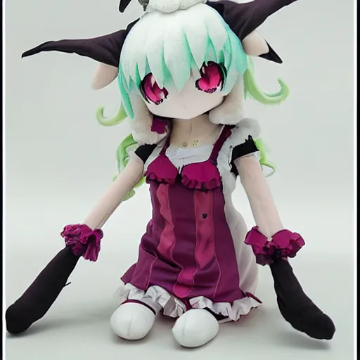 Prompt: cute fumo plush of a sheep girl with horns, anime girl, witch