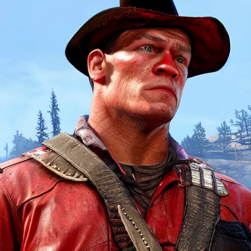 Image similar to John Cena in red dead redemption 2 4K detail