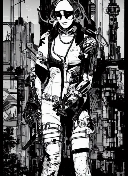 Image similar to cyberpunk spy babe. night vision. portrait by ashley wood and alphonse mucha and laurie greasley and josan gonzalez and james gurney. spliner cell, apex legends, rb 6 s, hl 2, d & d, cyberpunk 2 0 7 7. realistic face. dystopian setting.