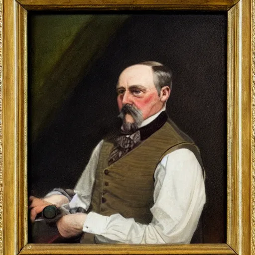 Prompt: portrait of an edwardian inventor, painted by charles edward halle