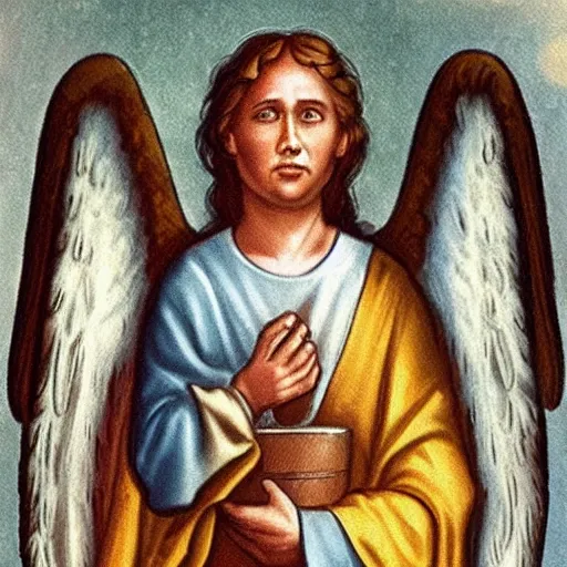 Image similar to colorized version of a biblical accurate representation of an angel