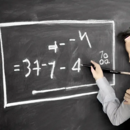 Image similar to a pencil sketch of an old mathematician solving equations on a large chalkboard