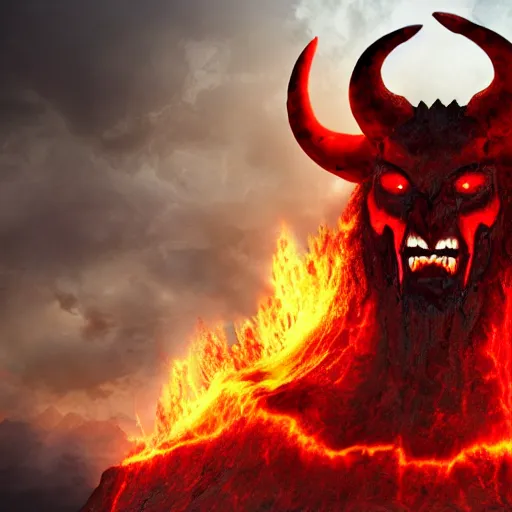 Image similar to a magma laden demon with horns