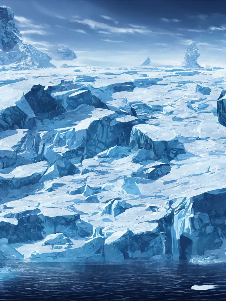 Image similar to antarctica by disney concept artists, blunt borders, rule of thirds