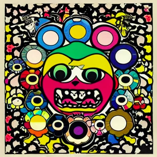 Image similar to punk rock album cover designed by Takashi Murakami