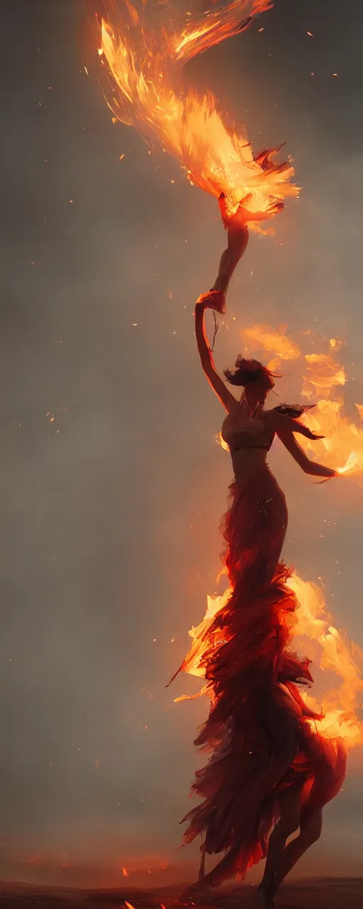 Image similar to fire dancer in the wind by artgem and greg rutkowski, light cone, reimagined by industrial light and magic