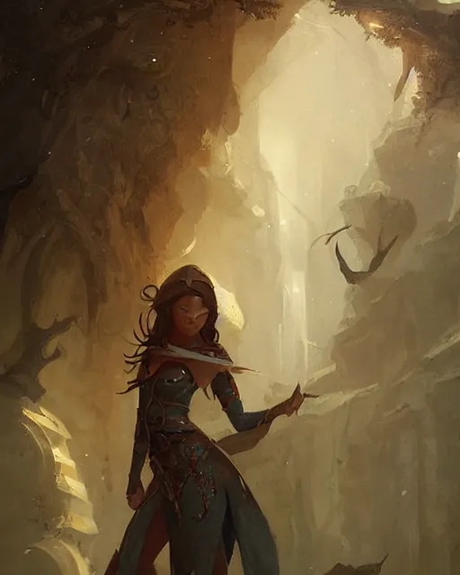 Image similar to An oil painting for an elf woman by Greg Rutkowski