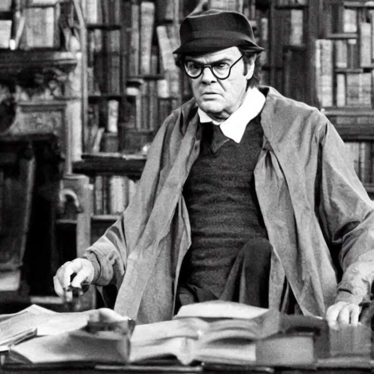 Prompt: Jack Nicholson as a professor in Harry Potter, film still