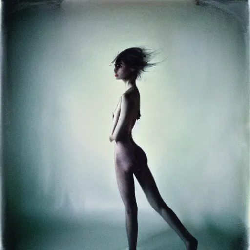 Image similar to kodak portra 4 0 0, wetplate, photo of a surreal artsy dream scene,, girl, weird fashion, photographed by paolo roversi style