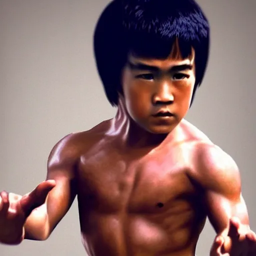Prompt: baby man child Bruce Lee, hyper realistic