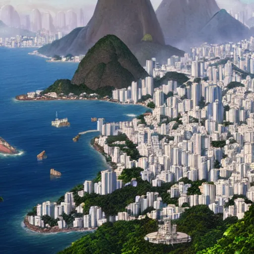 Image similar to Rio de Janeiro, by Dice Tsutsumi, Makoto Shinkai, Studio Ghibli