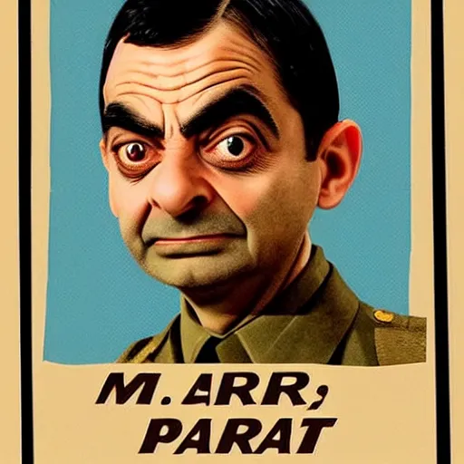 Prompt: Mr. Bean portrait in World War 2