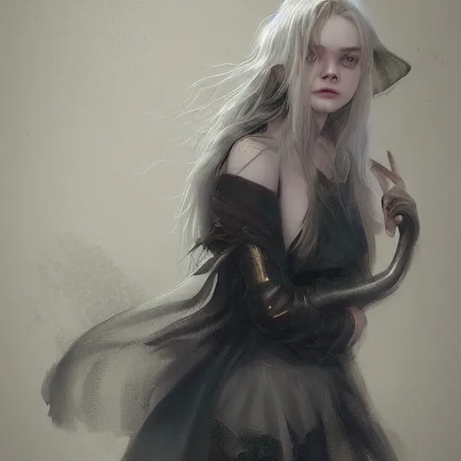 Prompt: Elle Fanning as a witch by Stanley Artgerm Lau, WLOP, Rossdraws, Frank Frazetta, Andrei Riabovitchev, Marc Simonetti, trending on artstation.