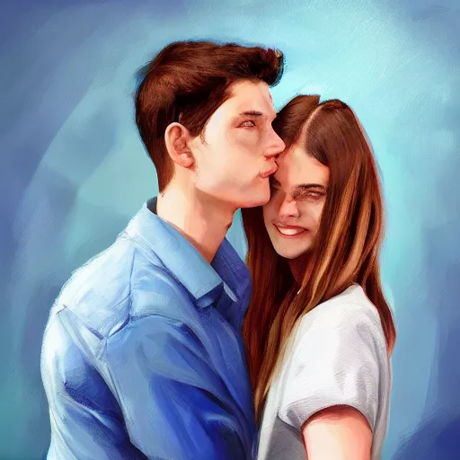 Image similar to portrait of a young couple by the most trending digital artists