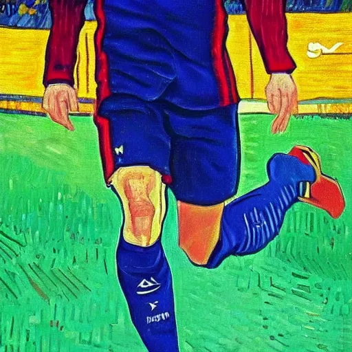 Image similar to HD painting of Xavi Hernandez by Van Gogh