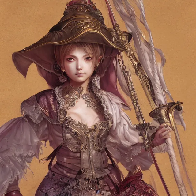 Prompt: studio portrait of neutral good colorful female cleric bard healer as absurdly beautiful, elegant, young skinny gravure idol, ultrafine hyperrealistic detailed face illustration by kim jung gi, irakli nadar, intricate linework, sharp focus, bright colors, matte, octopath traveler, final fantasy, unreal engine highly rendered, global illumination, radiant light, intricate environment