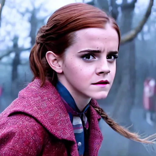 Image similar to Emma Watson as Ginny Weasley, 4k Harry potter movie screenshot