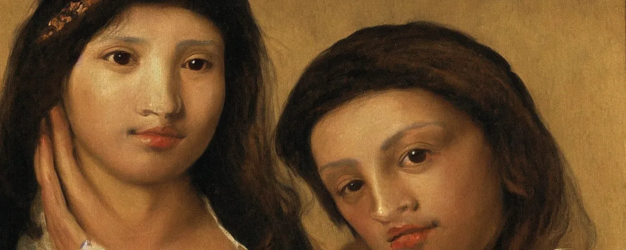 Image similar to painting by diego velasquez, young woman, detailed, stunning, realistic skin color