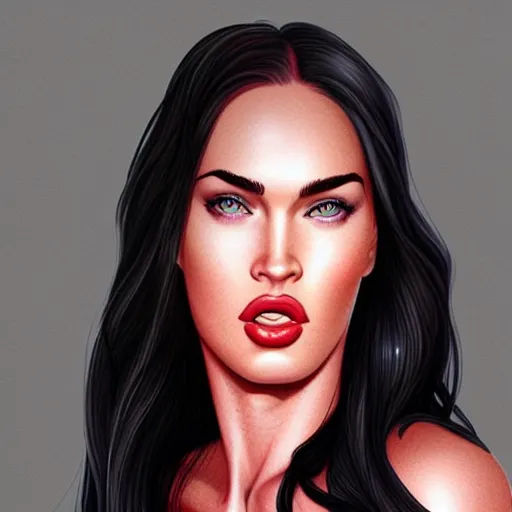 Image similar to megan fox sticking her tongue out, hyperrealistic portrait, photo realistic, poster, artstation, volumetric lighting, digital art, very detailed face, instagram photos