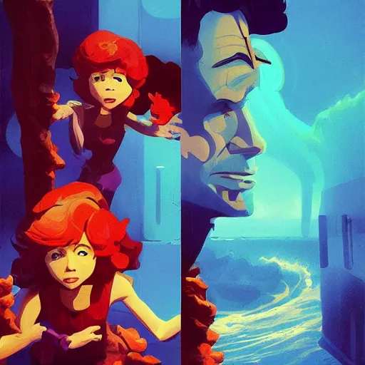 Image similar to face icon stylized minimalist the poseidon adventure 1 9 7 2, loftis, cory behance hd by jesper ejsing, by rhads, makoto shinkai and lois van baarle, ilya kuvshinov, rossdraws global illumination