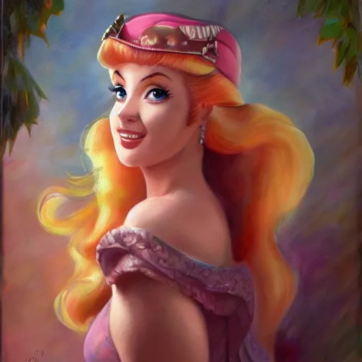 Image similar to An ultra realistic portrait painting of Princess Peach in the style of Frank Frazetta, 4k, Ultrarealistic, Highly Detailed, Dark Fantasy, Epic Lighting