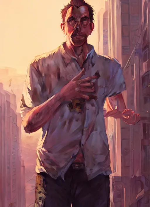 Image similar to highly detailed portrait of intp in gta v, stephen bliss, unreal engine, fantasy art by greg rutkowski, loish, rhads, ferdinand knab, makoto shinkai and lois van baarle, ilya kuvshinov, rossdraws, tom bagshaw, global illumination, radiant light, detailed and intricate environment