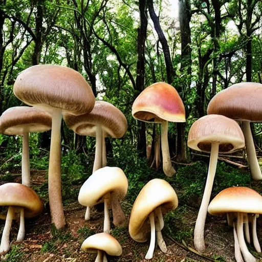 Image similar to beautiful forest of giant mushrooms