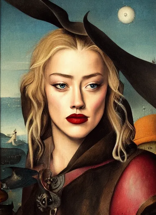 Prompt: amber heard painted by hieronymus bosch, detailed digital art, trending on Artstation