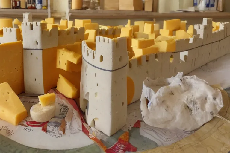 Prompt: Castle made of cheese