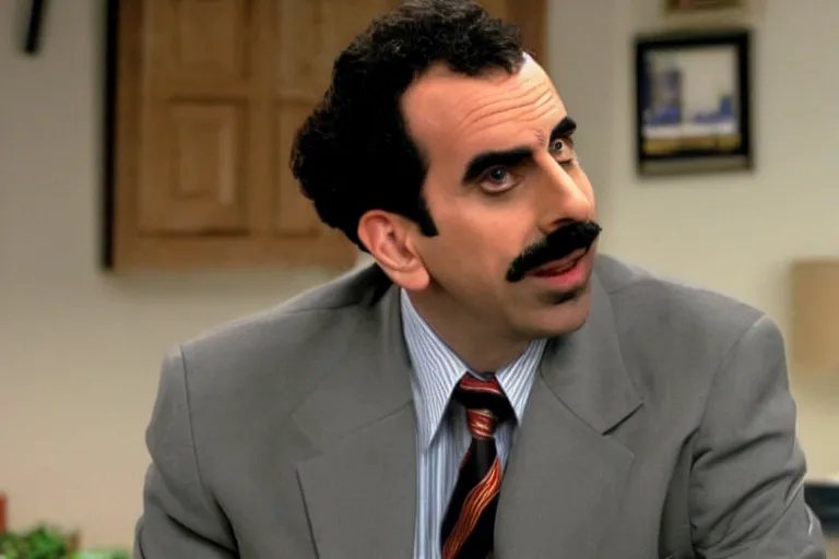 Prompt: Borat as Michael Scott in The Office