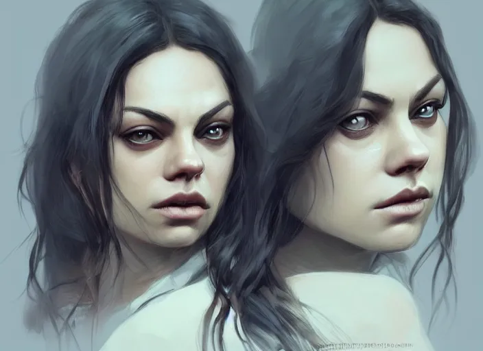 Prompt: Mila Kunis sad concept art by charlie bowater, highly detailed, ultra detailed, ultra realistic, trending on artstation