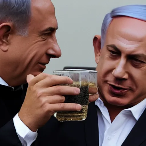 Image similar to benjamin netanyahu drinks a coke