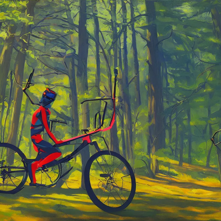 Prompt: neon quadracopter in the woods, painted by Edward Hopper, painted by James Gilleard, airbrush