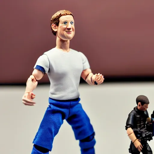 Image similar to Mark Zuckerberg action figure with Kung Fu grip, photo, detailed, 4k