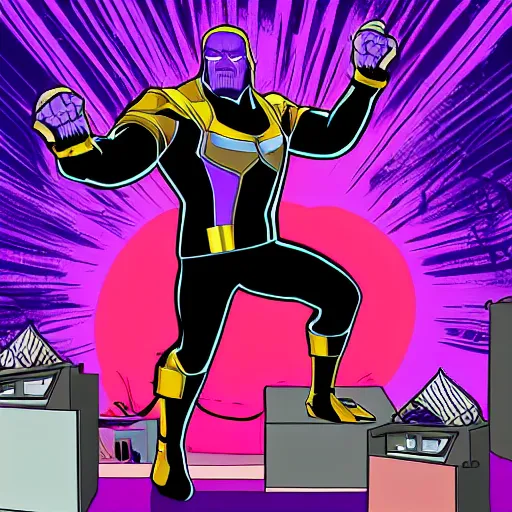 Image similar to thanos is a d. j. spinning records at an off the hook basement party, listening to d. j. jazzy jeff, red solo cups and people partying