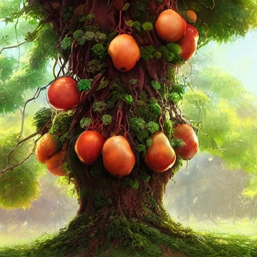 Prompt: tree that looks like fruits, made by stanley artgerm lau, wlop, rossdraws, james jean, andrei riabovitchev, marc simonetti, yoshitaka amano, artstation, cgsociety