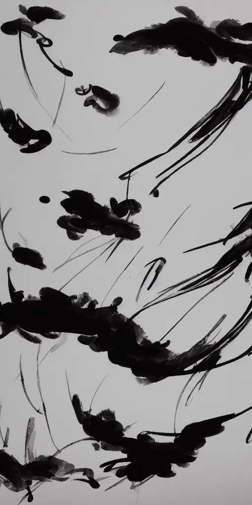 Prompt: high quality big chinese ink strokes, black and white, brush
