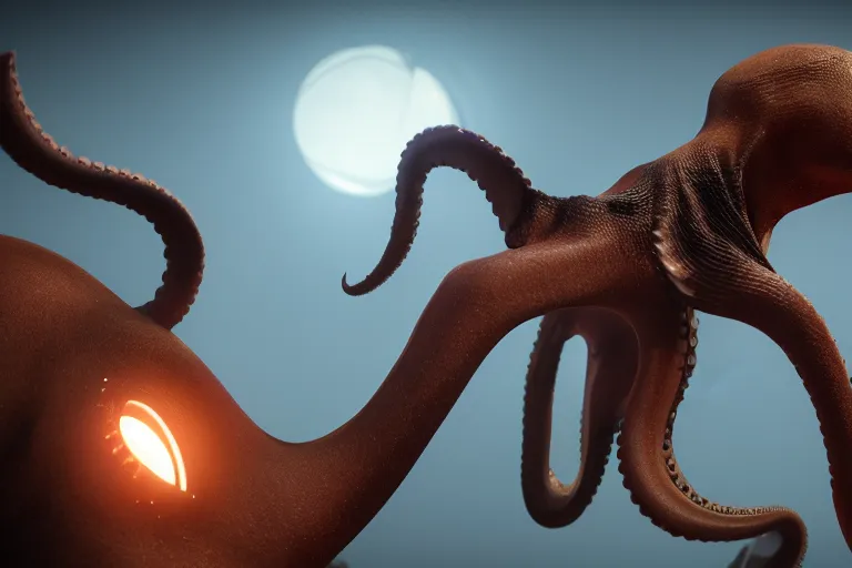 Prompt: dramatic realistic hibrid jiraffe octopus, unreal engine 5, subsurface scattering, hd, 8 k, hdr