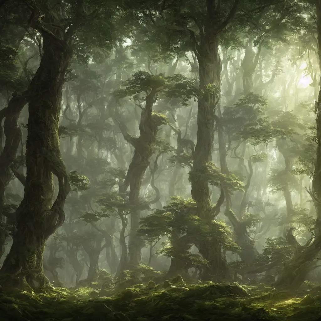 Image similar to a wide shot of a forrest with trees made of hands, fantasy epic legends stylized digital illustration radiating a glowing aura illumination ray tracing hdr fanart arstation, 8 k, art by greg rutkowski, ultra detailed