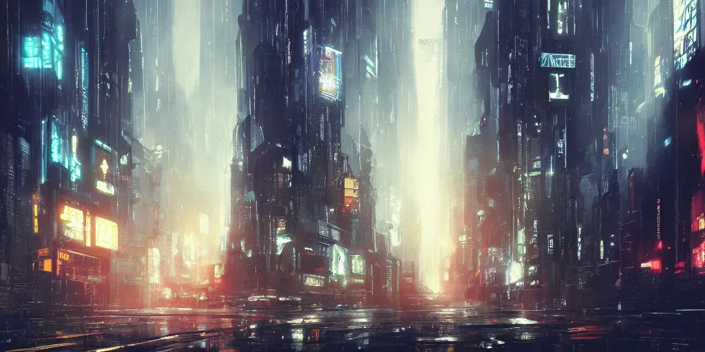 Image similar to bladerunner cityscapes, featured on Artstation, cgsociety