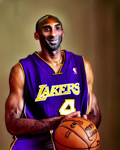 Image similar to portrait of kobe bryant, wrinkled, in 7 0 years old, wearing lakers jersey, photography by steve mccurry, 1 5 mm lens, in his study, trending on artstation