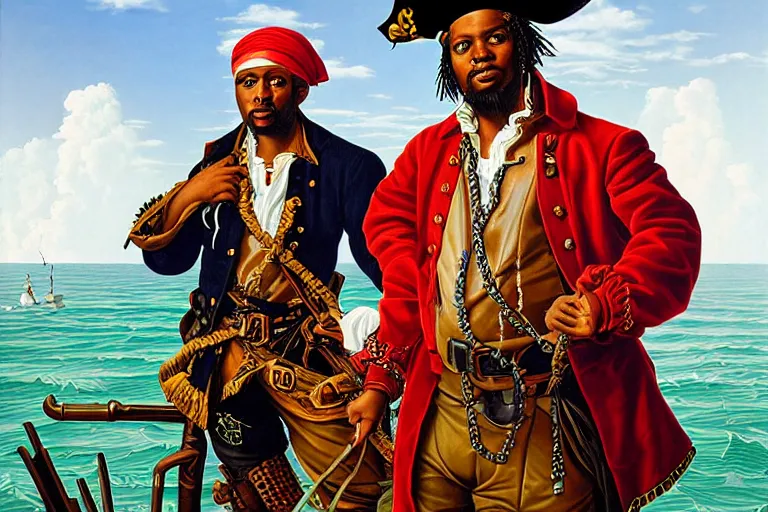 Image similar to pirate portrait by kehinde wiley