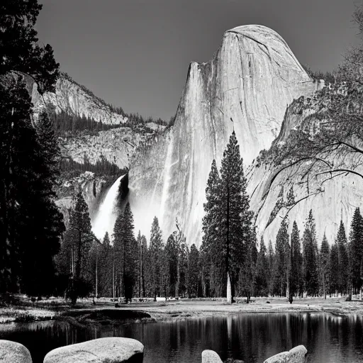 Image similar to black-and-white landscape photograph of Yosemite National Park by Ansel Adams width 1024