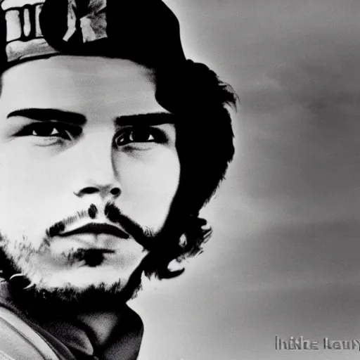 Image similar to young man as che guevara, soviet propaganda style