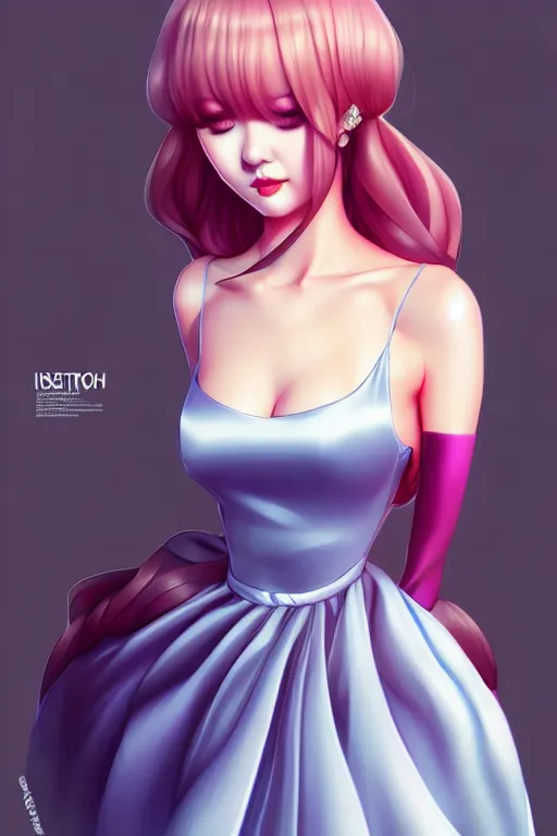 Prompt: Beautiful isometric portrait in satin dress by Artgerm and WLOP, Pixiv